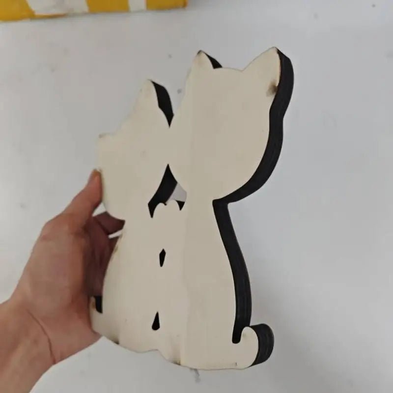 Sculpture de couple de chatons en bois - Décoration 2D pour bureau et entrée, cadeau pour amoureux des chats - Cuisine Chez Nadine