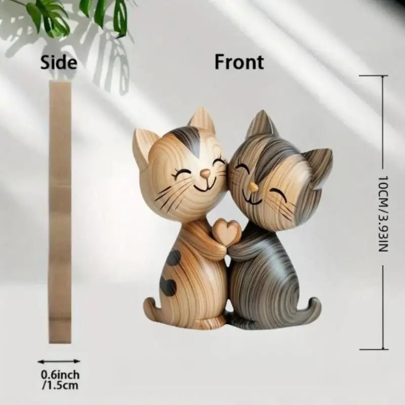 Sculpture de couple de chatons en bois - Décoration 2D pour bureau et entrée, cadeau pour amoureux des chats - Cuisine Chez Nadine