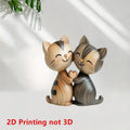 Sculpture de couple de chatons en bois - Décoration 2D pour bureau et entrée, cadeau pour amoureux des chats - Cuisine Chez Nadine