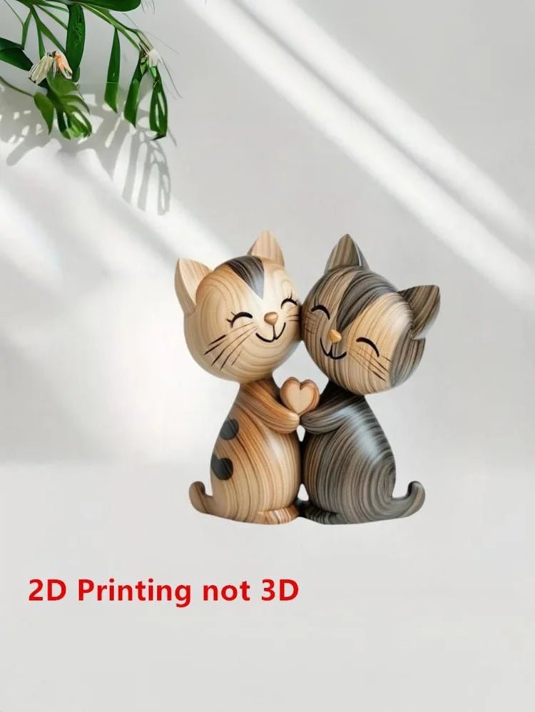 Sculpture de couple de chatons en bois - Décoration 2D pour bureau et entrée, cadeau pour amoureux des chats - Cuisine Chez Nadine