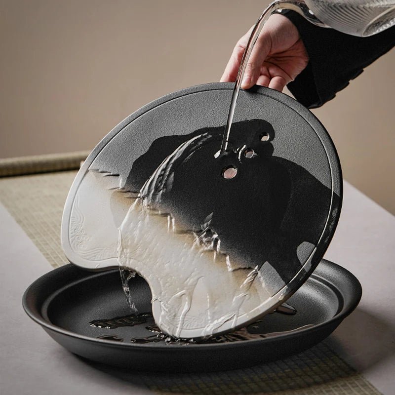 Service à Thé Complet Porcelaine Luxe Style Japonais Kung Fu Théière Infuseur Tasses Soucoupes Plateau Céramique 6 - 9 Personnes - Cuisine Chez Nadine