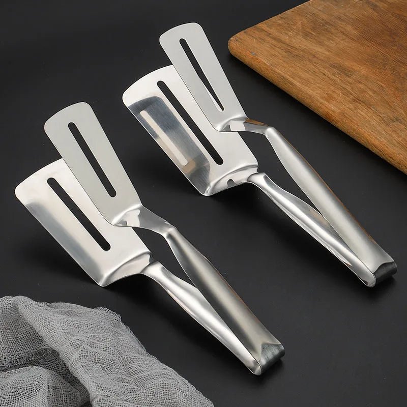 Spatule 2 - en - 1 en Silicone et Acier Inoxydable - Pince Retourneur pour Omelettes, Crêpes, Toasts et Œufs - Cuisine Chez Nadine
