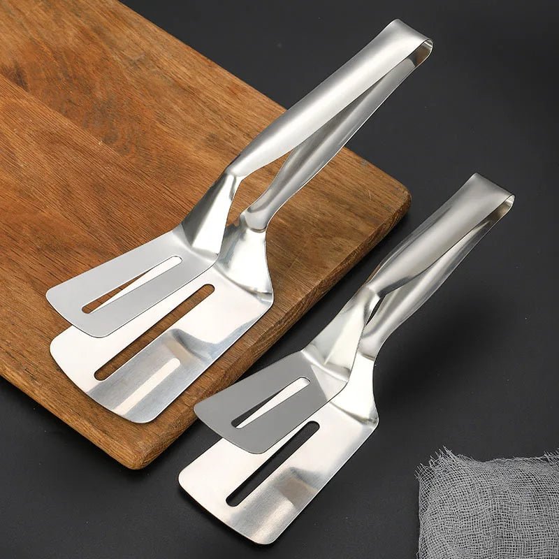 Spatule 2 - en - 1 en Silicone et Acier Inoxydable - Pince Retourneur pour Omelettes, Crêpes, Toasts et Œufs - Cuisine Chez Nadine
