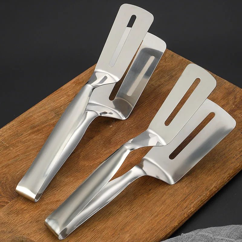 Spatule 2 - en - 1 en Silicone et Acier Inoxydable - Pince Retourneur pour Omelettes, Crêpes, Toasts et Œufs - Cuisine Chez Nadine