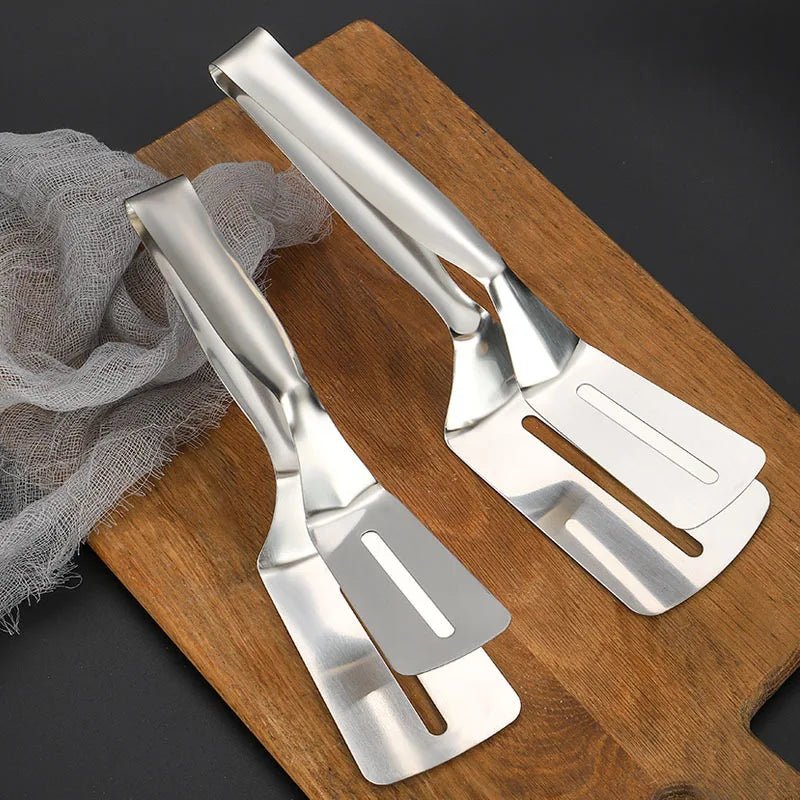 Spatule 2 - en - 1 en Silicone et Acier Inoxydable - Pince Retourneur pour Omelettes, Crêpes, Toasts et Œufs - Cuisine Chez Nadine