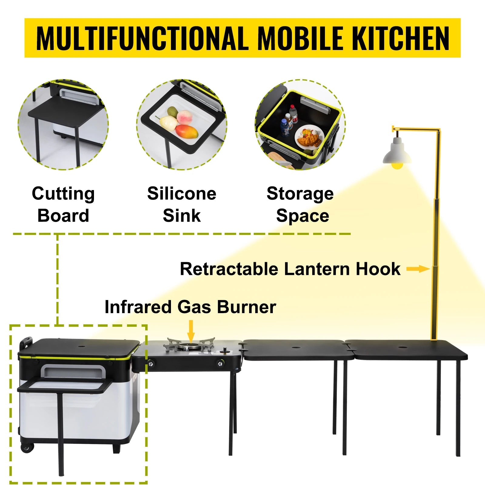Station de Cuisine Extérieure Multifonctionnelle Réchaud Portable Tables Pliantes Organisateur de Rangement Pique - nique BBQ Plage Voyage Camping - Cuisine Chez Nadine