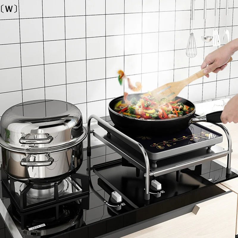 Support de Cuisinière à Induction en Acier Inoxydable Multifonctionnel sur Pied - Étagère pour Plaque de Cuisson et Cuisinière à Gaz - Cuisine Chez Nadine