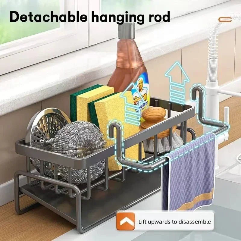 Support Organiseur pour Éponge de Cuisine avec Drainage - Porte - Savon et Range - Torchons Multifonction Grande Capacité - Cuisine Chez Nadine