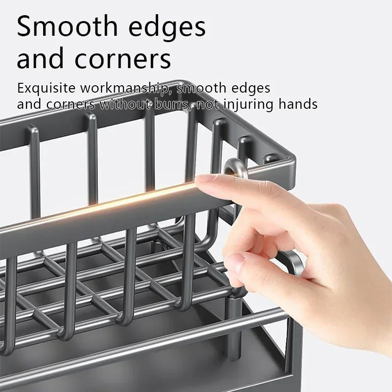 Support Organiseur pour Éponge de Cuisine avec Drainage - Porte - Savon et Range - Torchons Multifonction Grande Capacité - Cuisine Chez Nadine