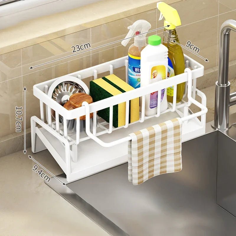 Support Organiseur pour Éponge de Cuisine avec Drainage - Porte - Savon et Range - Torchons Multifonction Grande Capacité - Cuisine Chez Nadine