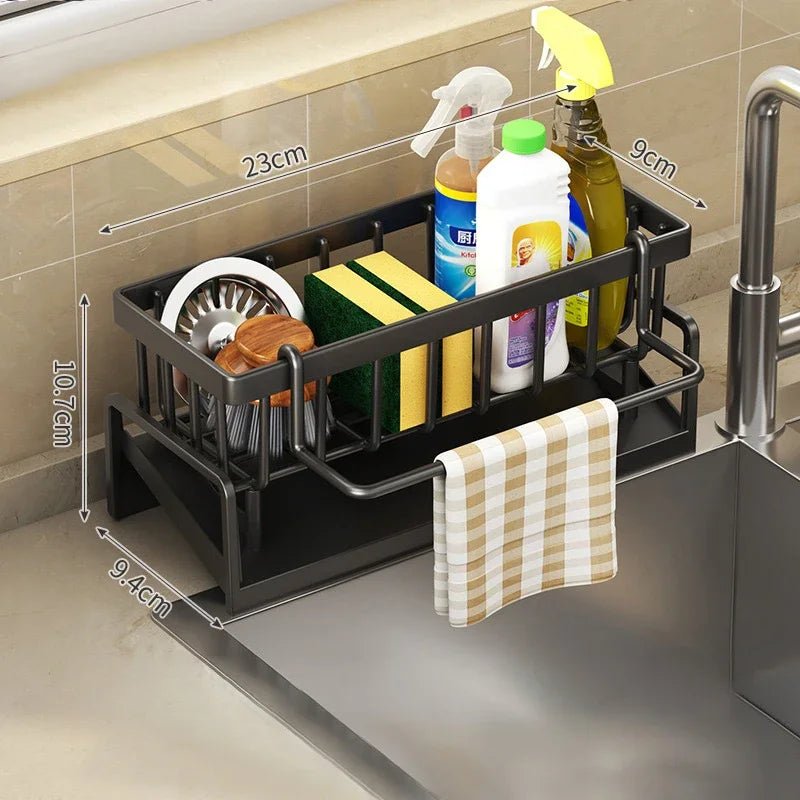 Support Organiseur pour Éponge de Cuisine avec Drainage - Porte - Savon et Range - Torchons Multifonction Grande Capacité - Cuisine Chez Nadine