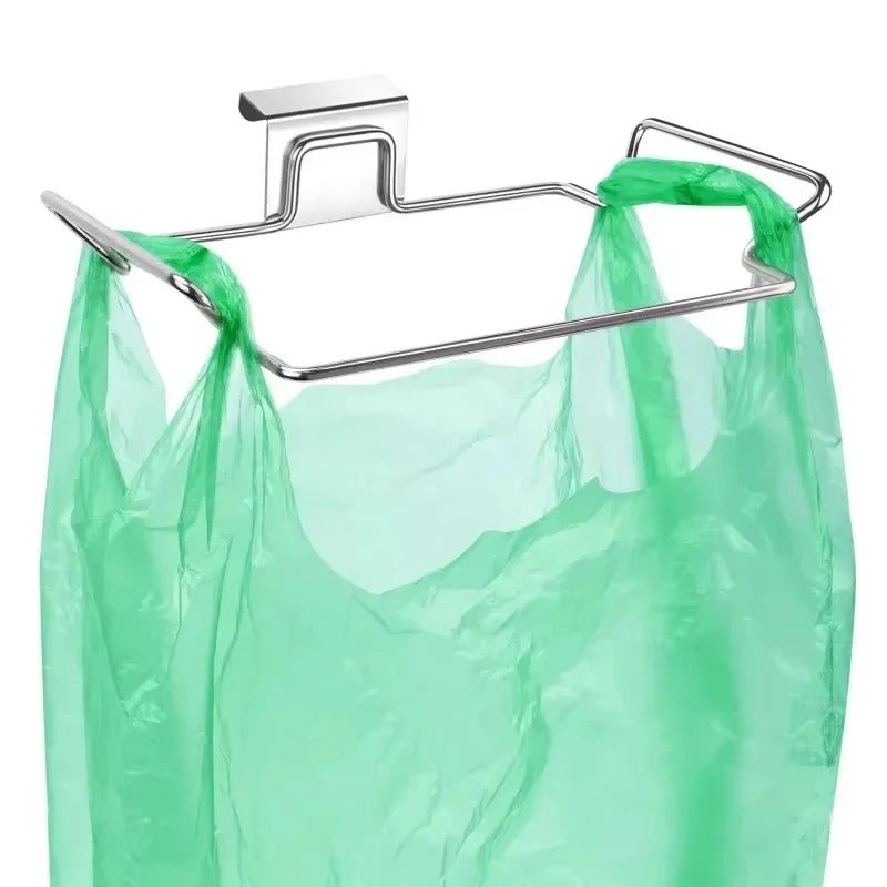 Support Porte - Sacs Poubelle pour Porte de Placard - Acier Inoxydable Réutilisable Argenté - Cuisine Chez Nadine