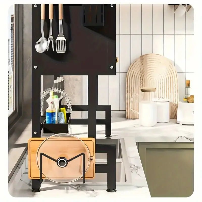 Support Suspendu pour Casseroles 81cm avec 12 Crochets - Porte - Ustensiles Plafond Capacité 36kg - Cuisine Chez Nadine