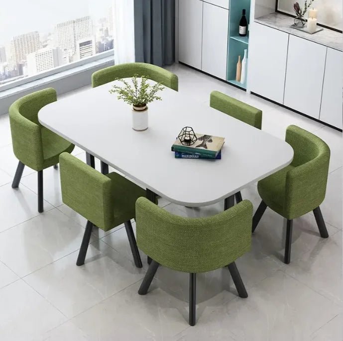 Table à manger luxe en marbre avec pieds en acier inoxydable doré - Design moderne rectangulaire - Cuisine Chez Nadine