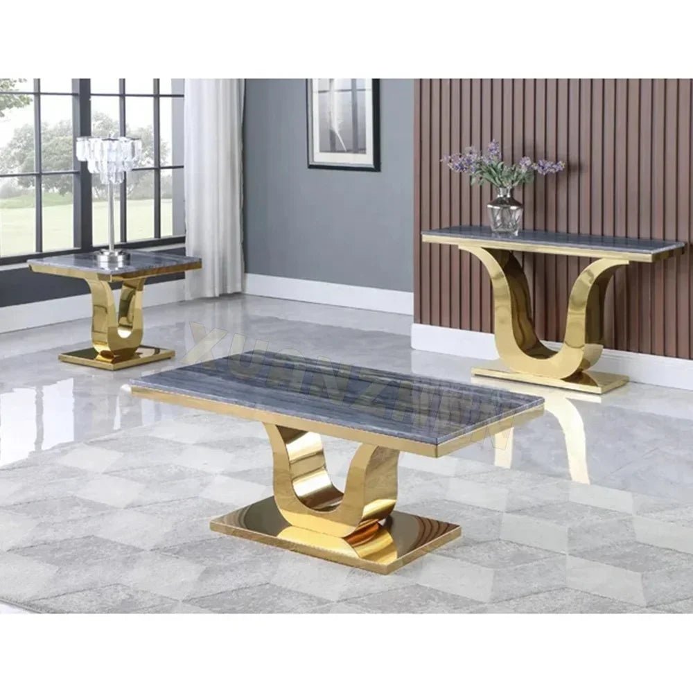 Table à manger luxe en marbre et acier inoxydable - Design moderne blanc pour salle à manger - Cuisine Chez Nadine