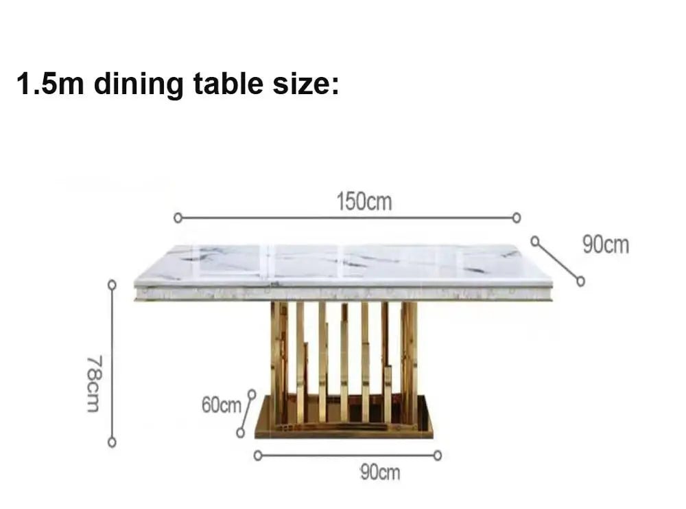 Table à manger moderne en marbre et acier inoxydable - Design rectangulaire minimaliste 8 places - Cuisine Chez Nadine