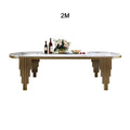 Table à manger ovale en marbre avec pieds en acier inoxydable doré - 6 à 8 places - Cuisine Chez Nadine