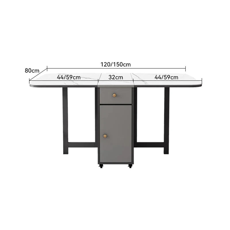 Table à manger pliante luxe italienne avec tiroirs de rangement - Design moderne glamour 6 places - Cuisine Chez Nadine