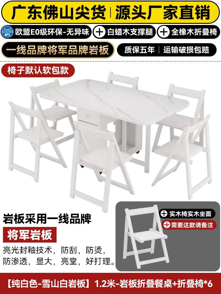 Table à manger pliante luxe italienne avec tiroirs de rangement - Design moderne glamour 6 places - Cuisine Chez Nadine