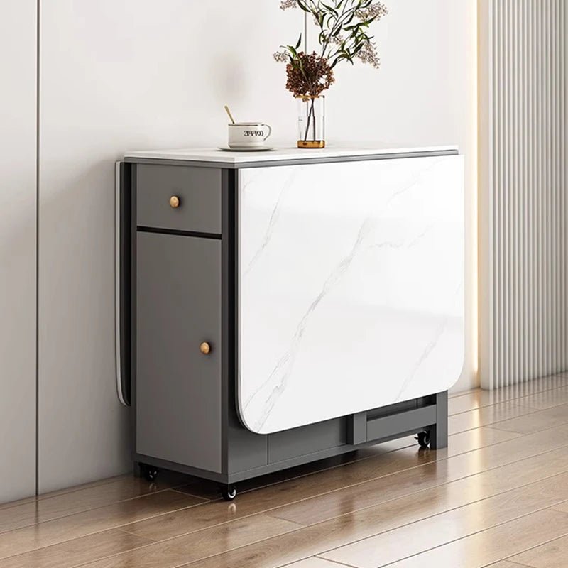 Table à manger pliante luxe italienne avec tiroirs de rangement - Design moderne glamour 6 places - Cuisine Chez Nadine