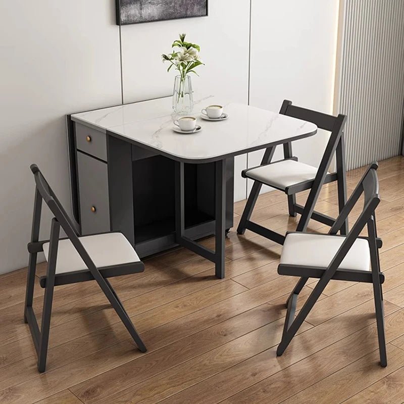 Table à manger pliante luxe italienne avec tiroirs de rangement - Design moderne glamour 6 places - Cuisine Chez Nadine