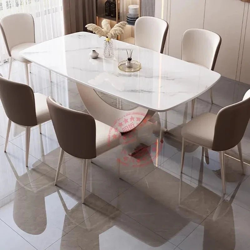 Table à manger rectangulaire luxe nordique en marbre - Design moderne minimaliste 6 places - Cuisine Chez Nadine