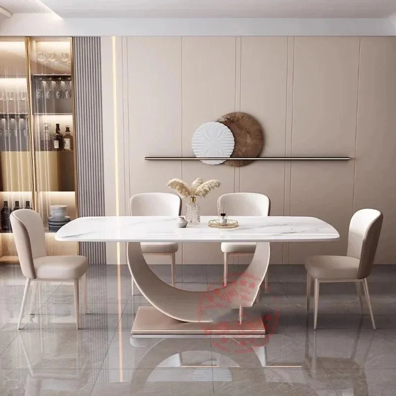 Table à manger rectangulaire luxe nordique en marbre - Design moderne minimaliste 6 places - Cuisine Chez Nadine