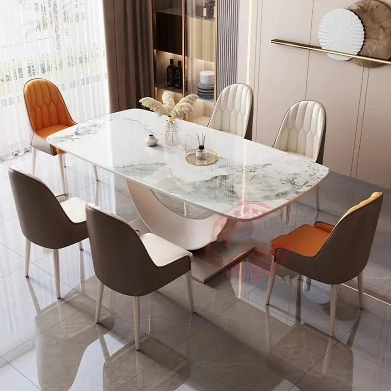 Table à manger rectangulaire luxe nordique en marbre - Design moderne minimaliste 6 places - Cuisine Chez Nadine