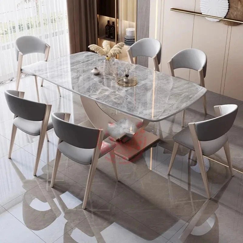 Table à manger rectangulaire luxe nordique en marbre - Design moderne minimaliste 6 places - Cuisine Chez Nadine