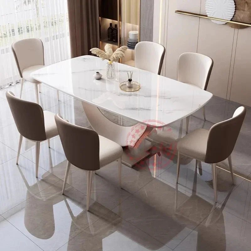 Table à manger rectangulaire luxe nordique en marbre - Design moderne minimaliste 6 places - Cuisine Chez Nadine