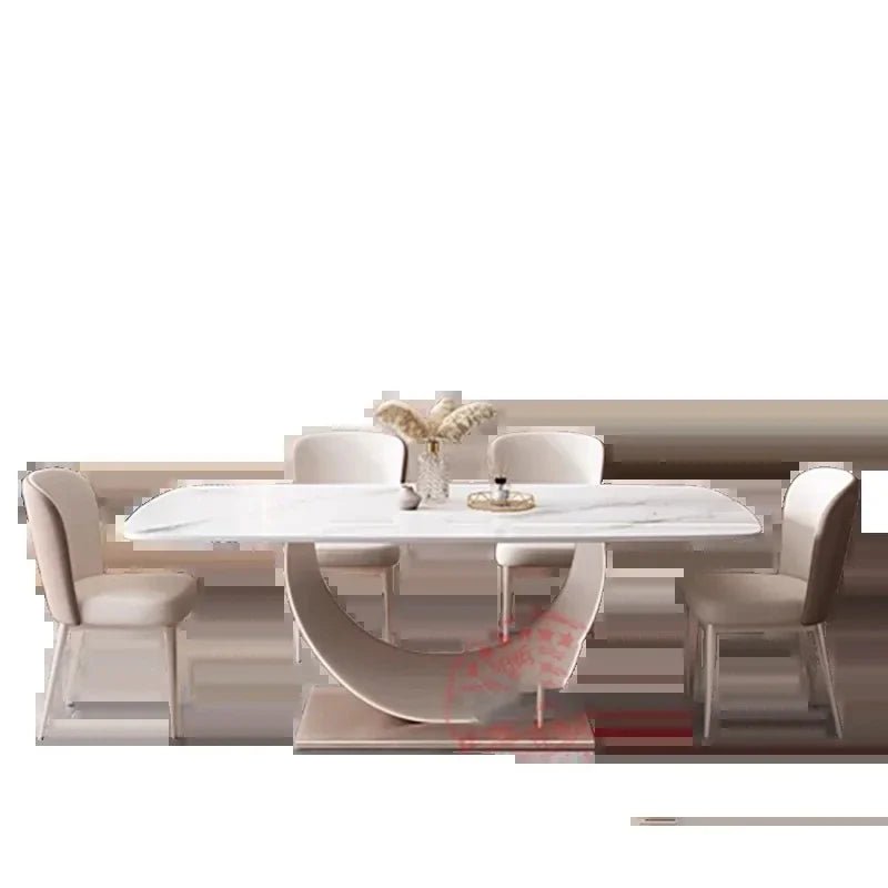 Table à manger rectangulaire luxe nordique en marbre - Design moderne minimaliste 6 places - Cuisine Chez Nadine