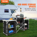 Table de cuisine de camping VEVOR en aluminium pliable avec pare - vent et rangements - Cuisine Chez Nadine