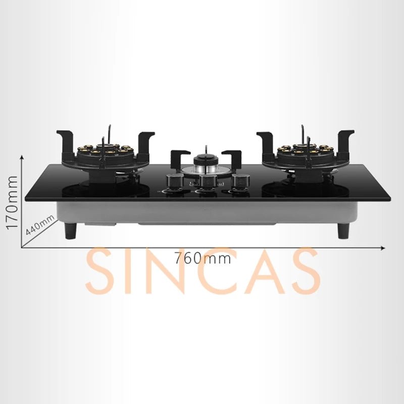 Table de Cuisson Gaz 3 Feux 5.2KW - Verre Trempé Encastrable avec Minuterie - Cuisine Chez Nadine