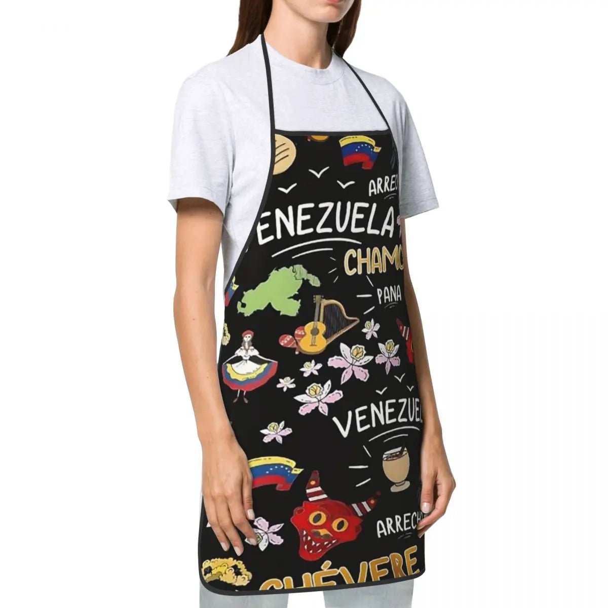 Tablier Arepas Venezuela en PVC - Tablier de Cuisine sans Manches pour Homme et Femme - Cuisine Chez Nadine