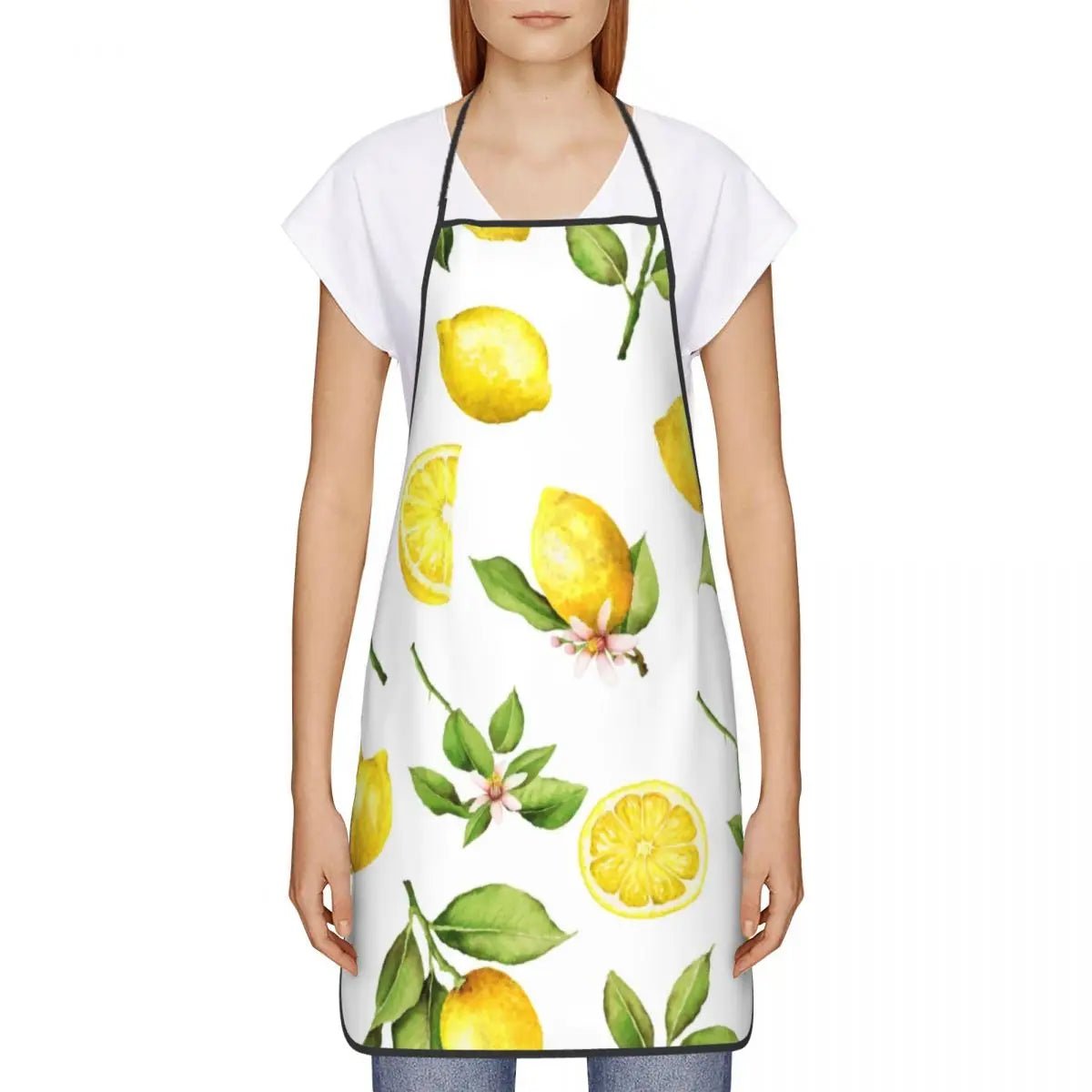 Tablier Citrons Jaunes Été - Tablier de Cuisine Unisexe Motif Fruits Personnalisé - Cuisine Chez Nadine