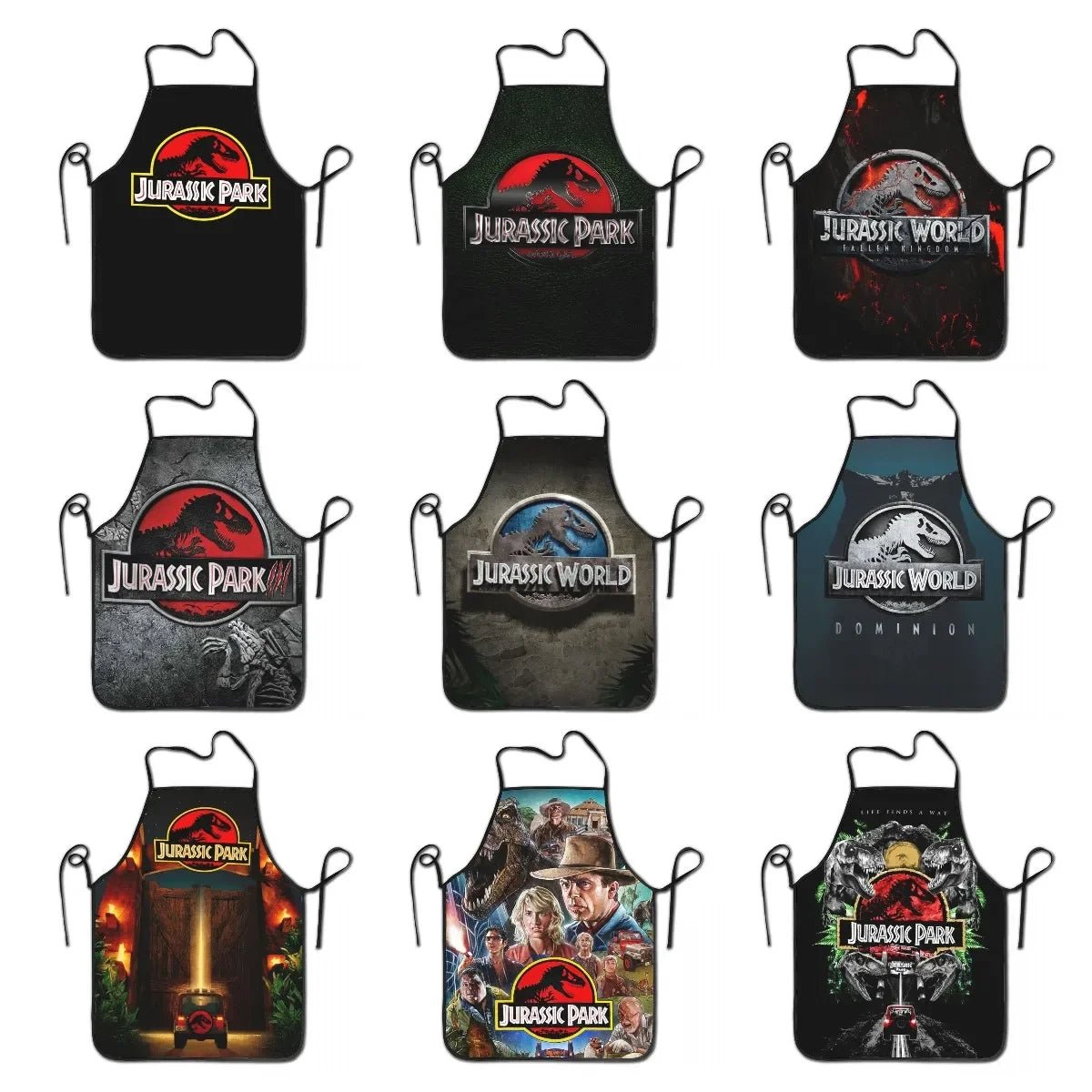 Tablier Jurassic Park Logo Dinosaure - Tablier de Cuisine Unisexe en Tissu Oxford - Cuisine Chez Nadine