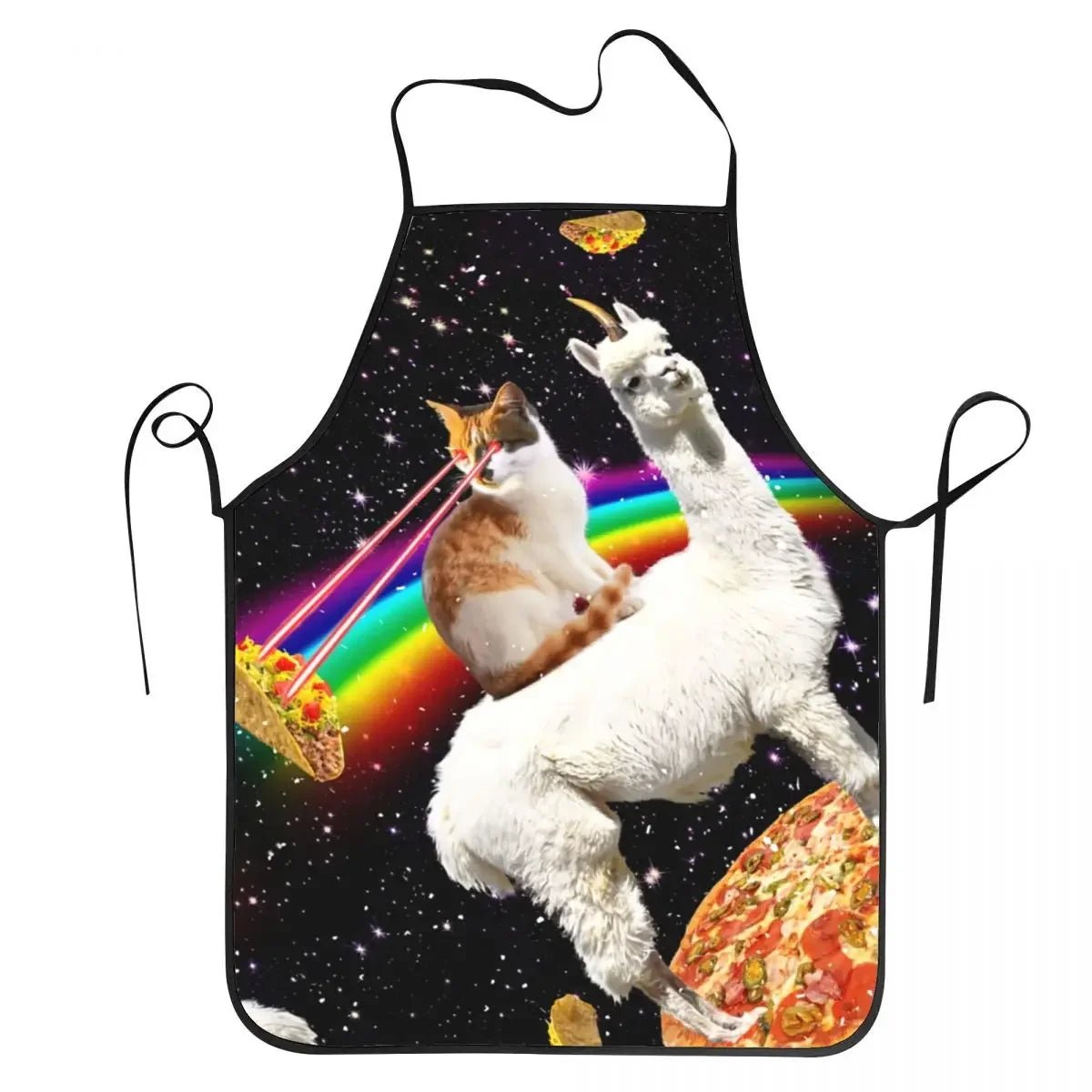 Tablier Space DJ Cat Pizza - Tablier de Cuisine Unisexe Original en Tissu Non Tissé - Cuisine Chez Nadine