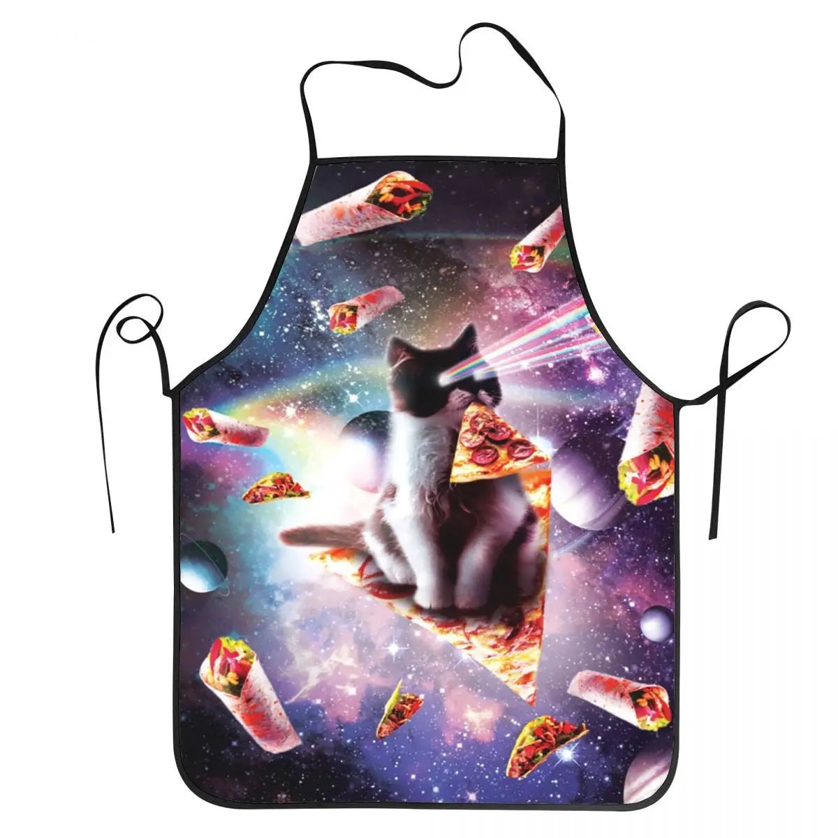Tablier Space DJ Cat Pizza - Tablier de Cuisine Unisexe Original en Tissu Non Tissé - Cuisine Chez Nadine