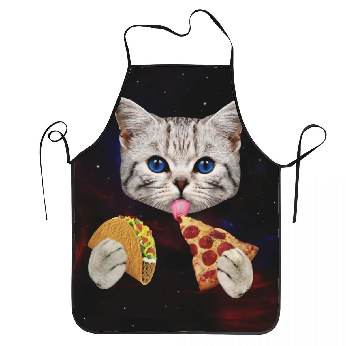 Tablier Space DJ Cat Pizza - Tablier de Cuisine Unisexe Original en Tissu Non Tissé - Cuisine Chez Nadine