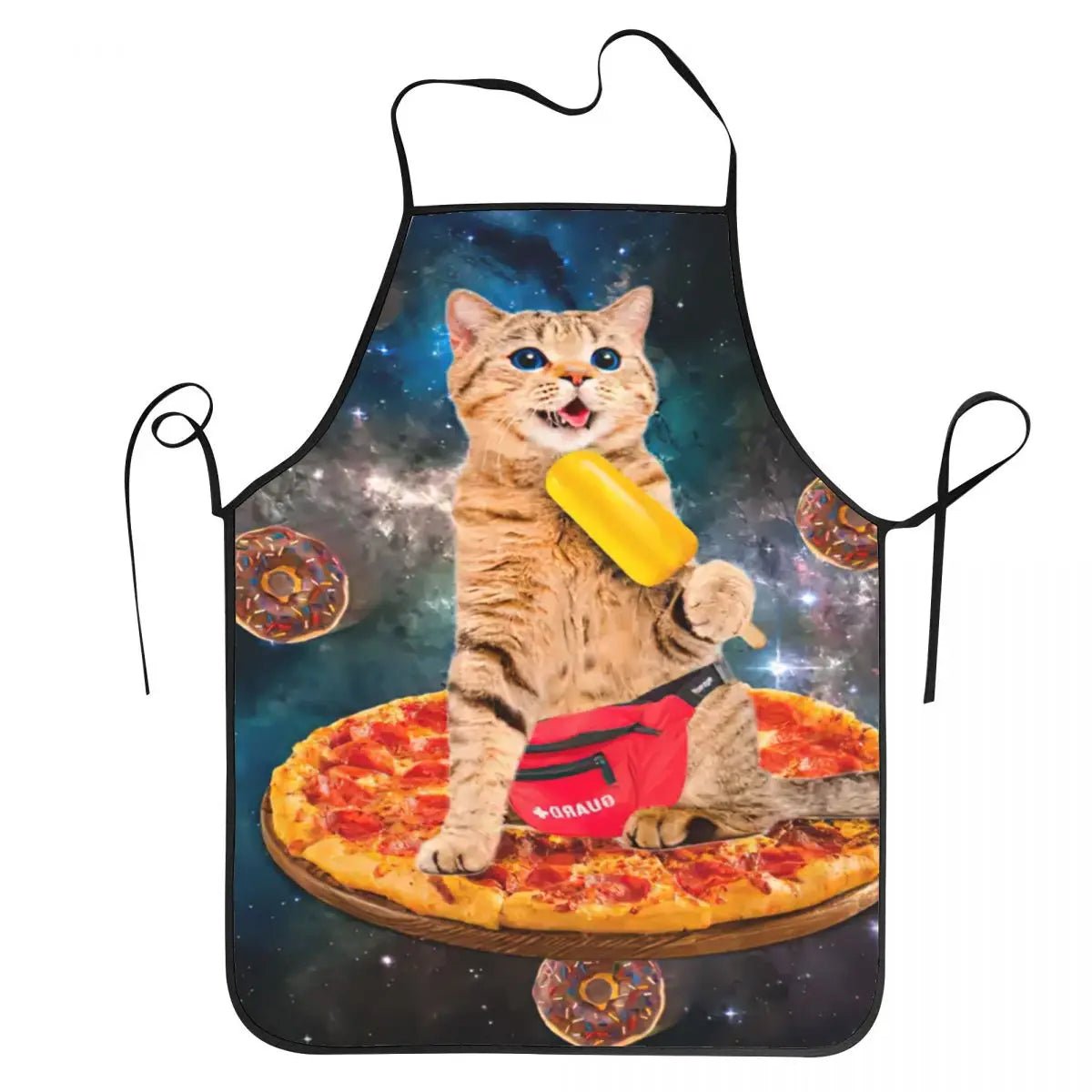 Tablier Space DJ Cat Pizza - Tablier de Cuisine Unisexe Original en Tissu Oxford - Cuisine Chez Nadine