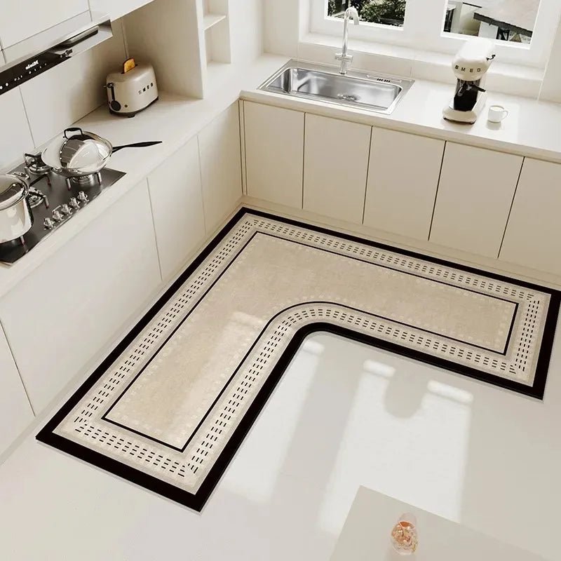 Tapis de Cuisine en Forme de L Luxe Simple - Tapis PVC Imperméable Antidérapant Facile à Nettoyer - Cuisine Chez Nadine