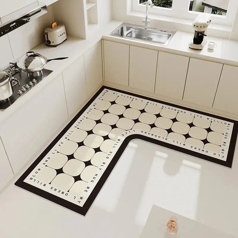 Tapis de Cuisine en Forme de L Luxe Simple - Tapis PVC Imperméable Antidérapant Facile à Nettoyer - Cuisine Chez Nadine