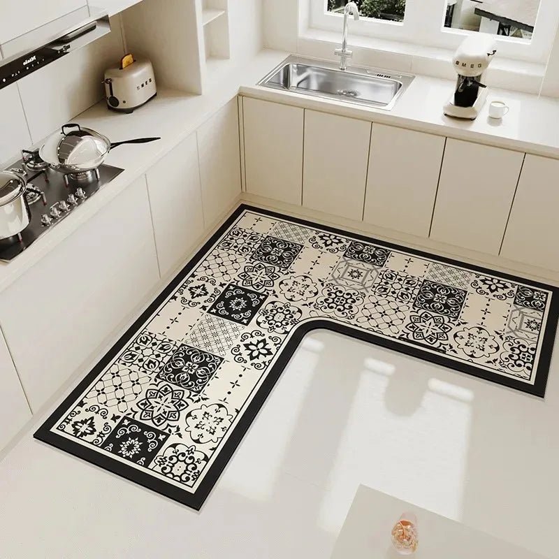Tapis de Cuisine en Forme de L Luxe Simple - Tapis PVC Imperméable Antidérapant Facile à Nettoyer - Cuisine Chez Nadine