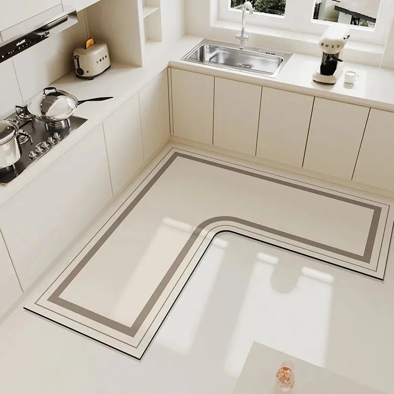 Tapis de Cuisine en Forme de L Luxe Simple - Tapis PVC Imperméable Antidérapant Facile à Nettoyer - Cuisine Chez Nadine