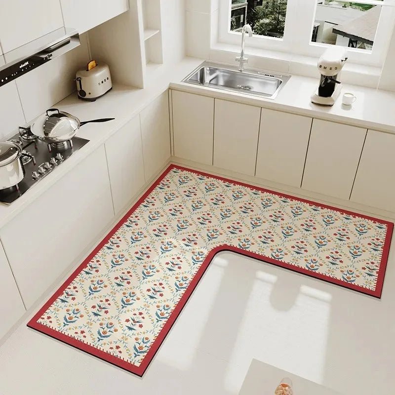 Tapis de Cuisine en Forme de L Luxe Simple - Tapis PVC Imperméable Antidérapant Facile à Nettoyer - Cuisine Chez Nadine