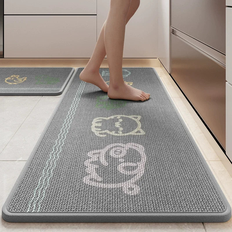 Tapis de Cuisine en Lin Imprimé Motif Cartoon - Tapis Antidérapant Absorbant pour Cuisine et Entrée - Cuisine Chez Nadine
