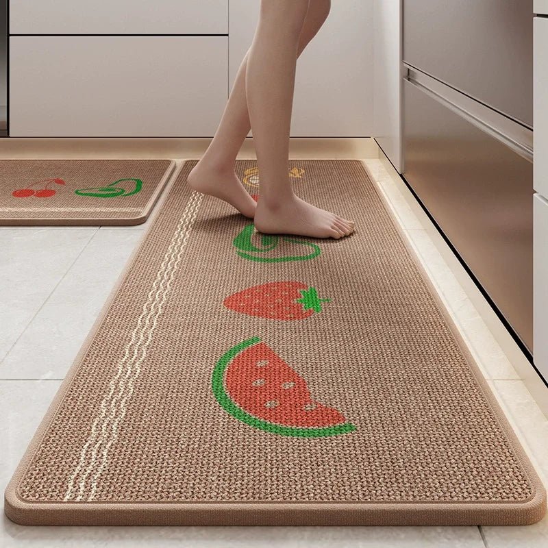 Tapis de Cuisine en Lin Imprimé Motif Cartoon - Tapis Antidérapant Absorbant pour Cuisine et Entrée - Cuisine Chez Nadine