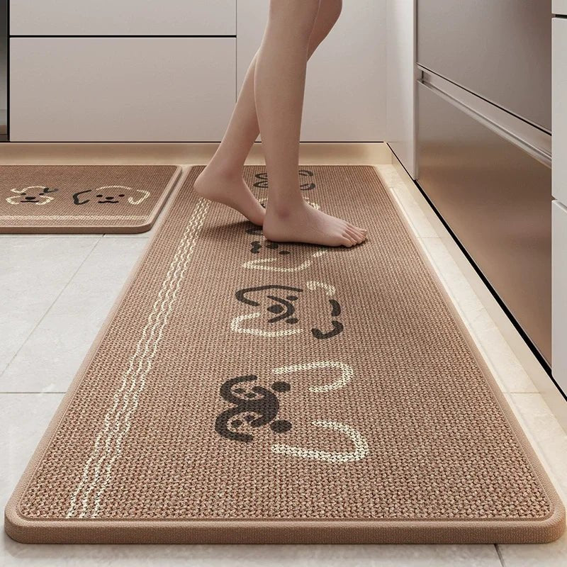 Tapis de Cuisine en Lin Imprimé Motif Cartoon - Tapis Antidérapant Absorbant pour Cuisine et Entrée - Cuisine Chez Nadine