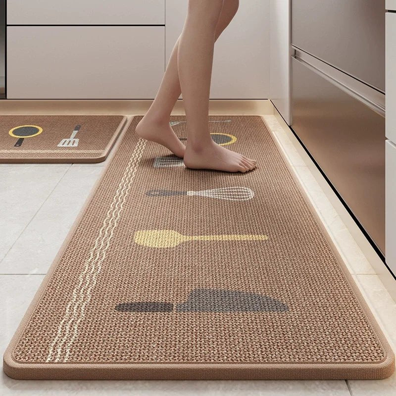 Tapis de Cuisine en Lin Imprimé Motif Cartoon - Tapis Antidérapant Absorbant pour Cuisine et Entrée - Cuisine Chez Nadine