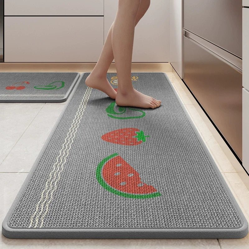 Tapis de Cuisine en Lin Imprimé Motif Cartoon - Tapis Antidérapant Absorbant pour Cuisine et Entrée - Cuisine Chez Nadine